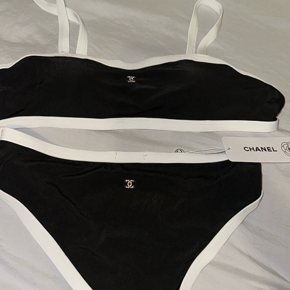 Black and white chanel bikini